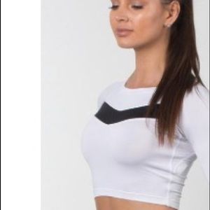 White long sleeved crop top by Ryderwear